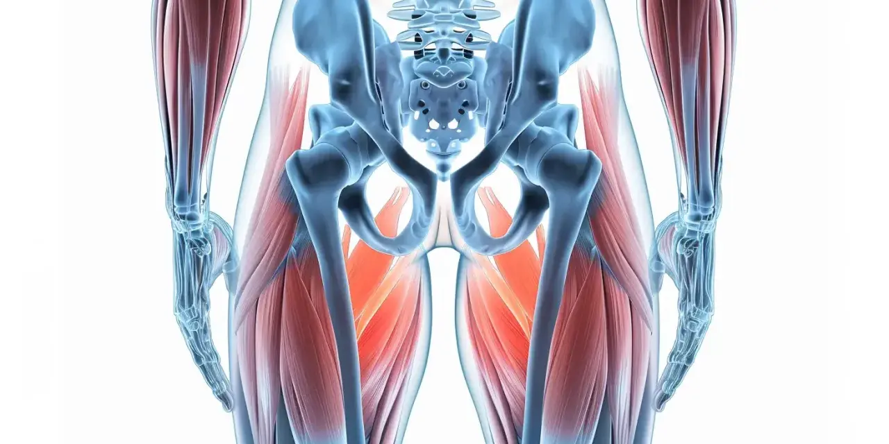 Anatomia miednicy i ud, pokazująca mięśnie. Dowiedz się, jak ćwiczyć mięśnie Kegla u mężczyzn, wzmacniając te kluczowe partie.