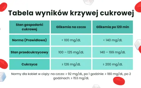 Tabela wyników krzywej cukrowej: ogtt co to? Sprawdź normy glikemii na czczo i po 120 minutach dla stanu prawidłowego, przedcukrzycowego i cukrzycy.