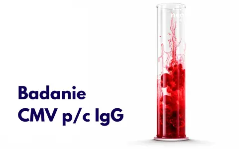 Badanie CMV p/c IgG: wynik dodatni w ciąży. Czerwona substancja w probówce symbolizuje badanie.