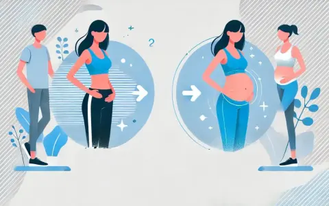 Kobieta w ciąży i po ciąży. Ilustracja pokazuje zmiany w sylwetce, w tym brzuch po ciąży.