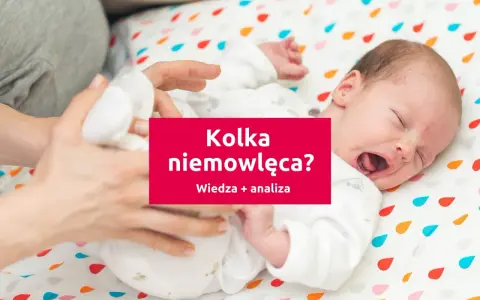 Płacz niemowlaka, który może oznaczać kolkę. Rodzic próbuje uspokoić dziecko.
