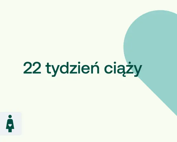 22 tydzień ciąży, czyli który to miesiąc? Grafika z sercem i ikonami D+ oraz kobiety w ciąży.