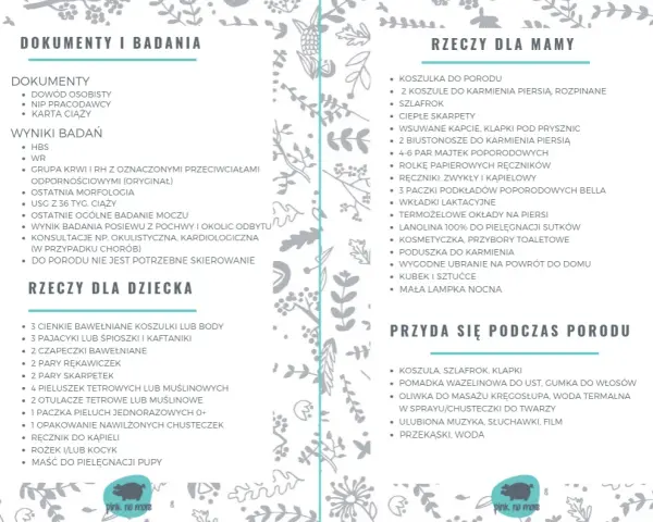 Torba do szpitala: lista rzeczy na poród i dla noworodka