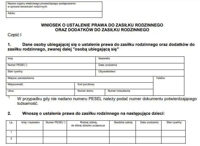 dokumenty dochodowe do zasiłku rodzinnego
